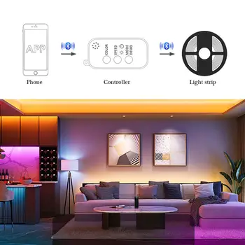 Smart Bluetooth RGB Valdiklis DC 5V (12V 24V Muzikos Sinchronizavimo LED Valdiklis integruotas mikrofonas Už 5050 SMD RGB LED šviesos Juostelės - Nuotrauka 2  