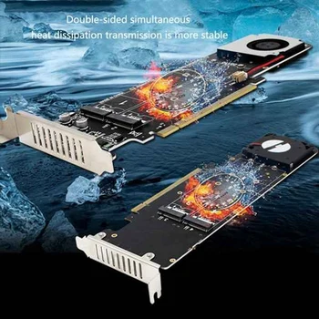 Dvipusis 4-Disko NVME Raid PCI-E X16 Padalinta Korta PCI-E X16 M. 2 M-Key NVME X4SSD RAID Plėtimosi Kortelės Adapteris - Nuotrauka 2  