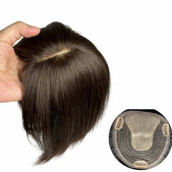 Nėriniai Bazės Žmogaus Plaukų Rėžtuvės Moterims Su Kirpčiukais Gamtos Tikroviškas Galvos Toupee Klipą Hairpiece Plaukų Topper Plaukams Apimties - Nuotrauka 1  