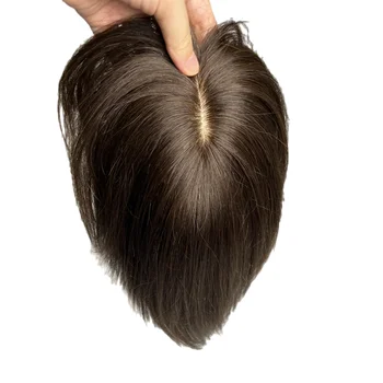 Nėriniai Bazės Žmogaus Plaukų Rėžtuvės Moterims Su Kirpčiukais Gamtos Tikroviškas Galvos Toupee Klipą Hairpiece Plaukų Topper Plaukams Apimties - Nuotrauka 2  
