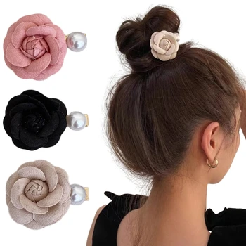 Nerijos Plaukų Įrašą Karštų Merginų Pearl Camellia Žiedų Plaukų Barrettes surišti į arklio Plaukus, Barrettes Makiažas Kirpčiukai Staigius Mergaitėms - Nuotrauka 1  