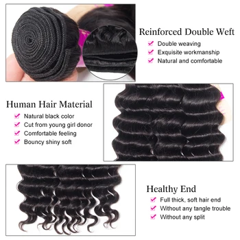 Tinashe Plaukų Brazilijos Prarasti Giliai Banga Ryšulius Su Uždarymo Remy Human Hair 3 Ryšulius Su Uždarymo 5x5 Nėrinių Uždarymas Su Ryšuliais - Nuotrauka 2  