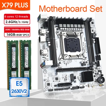 X79 PLUS pagrindinė Plokštė LGA 2011 RINKINYS Su Xeon E5 2630V2 CPU Ir 16GB（2*8GB)1866MHz DDR3 ECC RAM Remti Dual Kanalų NVME M. 2 - Nuotrauka 1  