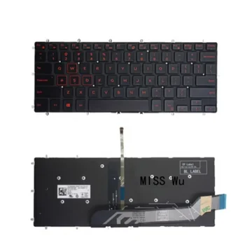 JAV Raudona/balta Nešiojamojo kompiuterio Klaviatūra DELL LATITUDE 2 IN 1 3379 3490 klaviatūra su Apšvietimu - Nuotrauka 2  