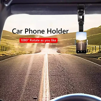 Automobilinis Telefono Laikiklis 360° Pasukti Paramos mobiliojo Telefono Laikiklis Automobilinis GPS DVR Saulės Skydeliu, galinio vaizdo Veidrodėliai Daugiafunkcinis Laikiklis, Auto - Nuotrauka 2  