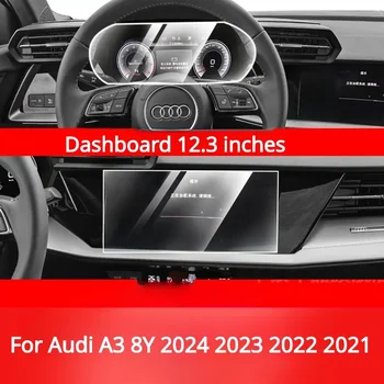 Audi A3 8Y 2024-2021 Grūdintas Stiklas Automobilio Salono Navigacijos Pramogų Touch Centras Ekrano Apsauginės Plėvelės - Nuotrauka 1  