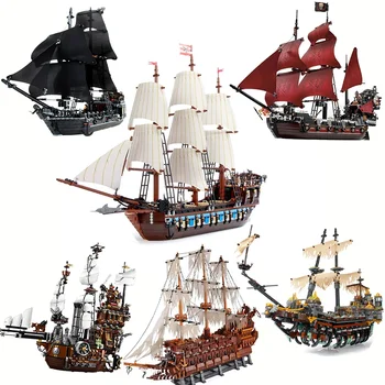 Raudona Piratų Imperial Karibų Jūros Laivų Statybos Blokuoti Pavyzdinė Black Pearl Silent Marija Žaislai Suderinama 10210 70810 71042 Plytų Žaislas - Nuotrauka 1  