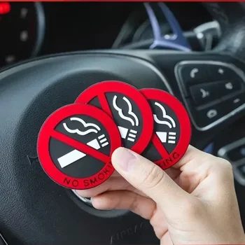 Ne Rūkyti Automobilių Lipdukas Silikoninė Forma Apvali Raudona Ženklas Vinilo lipnios Lipdukas, Decal Universaliųjų Automobilių Interjero Priedai - Nuotrauka 1  
