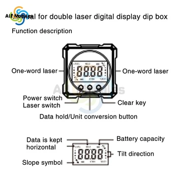 Skaitmeninis Kampo Ieškiklis Elektroninis Lazerio 4 Pusėje Magnetinė Kampo Daviklis Kubo Inclinometer Medienos Matavimo Įrankis - Nuotrauka 2  
