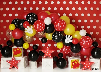 Raudona Mickey Mouse Star Balionas Kūdikių Dušas, Naujagimių, Vaikų Gimtadienio Foto Tapetai Fotografijos Fonas - Nuotrauka 2  