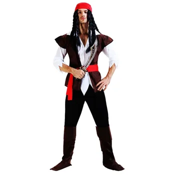 Piratų Kostiumai, Moterims, Vyrams Suaugusiųjų Helovinas Vyrų Captain Jack Sparrow Kostiumas Karibų jūros Piratai Cosplay Drabužių Rinkinys - Nuotrauka 2  