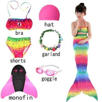 Mergina Plaukimo Undinėlės Uodegos Vaikams Undinė Kostiumai Monofin Vaikams Paplūdimys Bikini maudymosi kostiumėlį Undinė Puras Kostiumas - Nuotrauka 1  