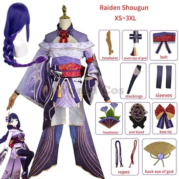 Genshin Raiden Shogun Cosplay Kostiumų Perukas Žaidimas Genshin Poveikio Baal Shougun Cosplay, Pilnas Komplektas Karnavaliniai Kostiumai - Nuotrauka 1  
