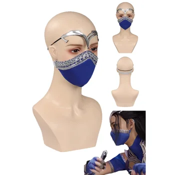 Kitana Cosplay Kostiumas Kaukė Rekvizitai Žaidimas Mortal Kombat Fantasia Mėlyna Kaukės Lankelis Nustatyti Moterų Halloween Carnival Šalies Drabužių - Nuotrauka 1  