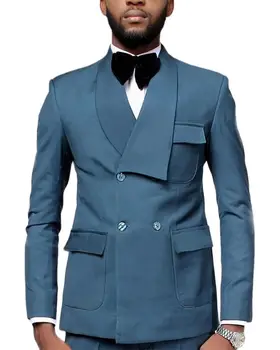 Ežero Blue Coat Visiškai Vyrų Kostiumai Rinkiniai 2vnt Skara Atvartas Verslo 