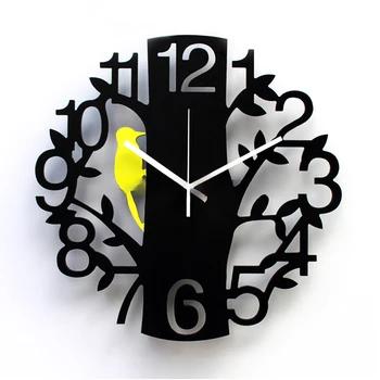Silent Sieninis Laikrodis Miegamasis Paukščių Mielas Šiuolaikinės Virtuvės Sieninis Laikrodis Kambarį Namų Dekoravimo Elementai - Nuotrauka 1  