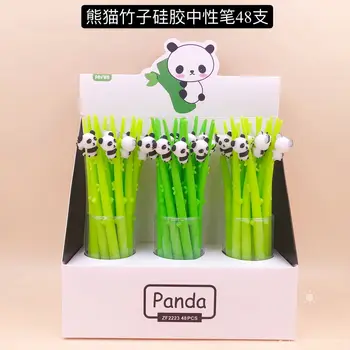 48 Boksuose/box Panda Animacinių filmų Unisex Pen Panda Bambuko Silikono Kūrybos Purtyti Gelio Rašikliai - Nuotrauka 1  