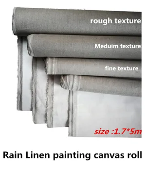 1.7mx5m roll Lietaus lino geriausios kokybės tapybai gruntuotos drobės roll menininkų - Nuotrauka 1  