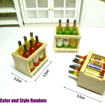 Lėlės Namas Miniatiūrinės Virtuvės Gerti Raudono Vyno, Alaus Butelis Medienos Džiovykla Šaldytuvas Magnetas - Nuotrauka 1  