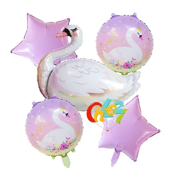 5vnt Didelės baltos gulbės Folija, Balionus, Gimtadienio, Vestuvių Dekoracijos Vaikams žaislų Rožinės spalvos karūnuotas flamingo helio te amo balionas - Nuotrauka 2  